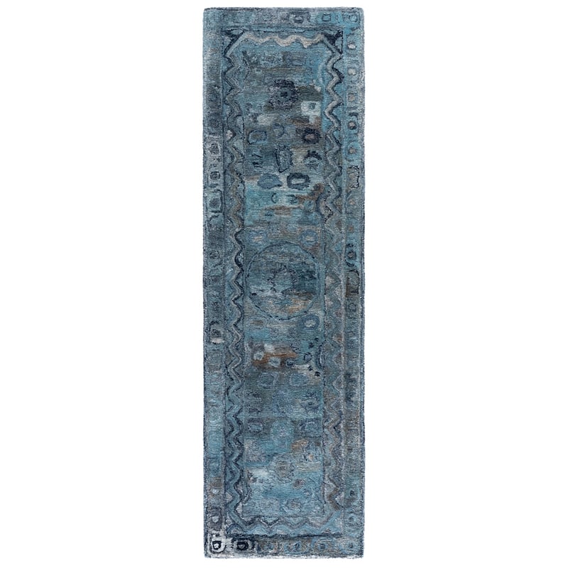 SAFAVIEH Handmade Anatolia Ramzia Traditional Rug - 2'3" x 8' Runner - Blue