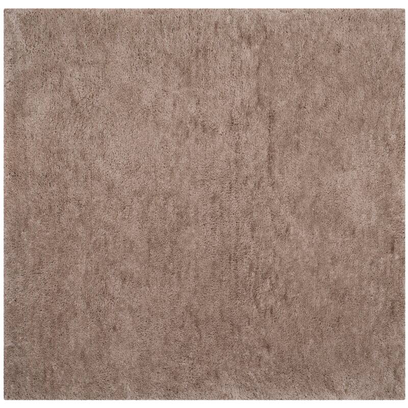 SAFAVIEH Handmade Sheep Shag Dochia Solid Polyester Rug - 6' Square - Silver