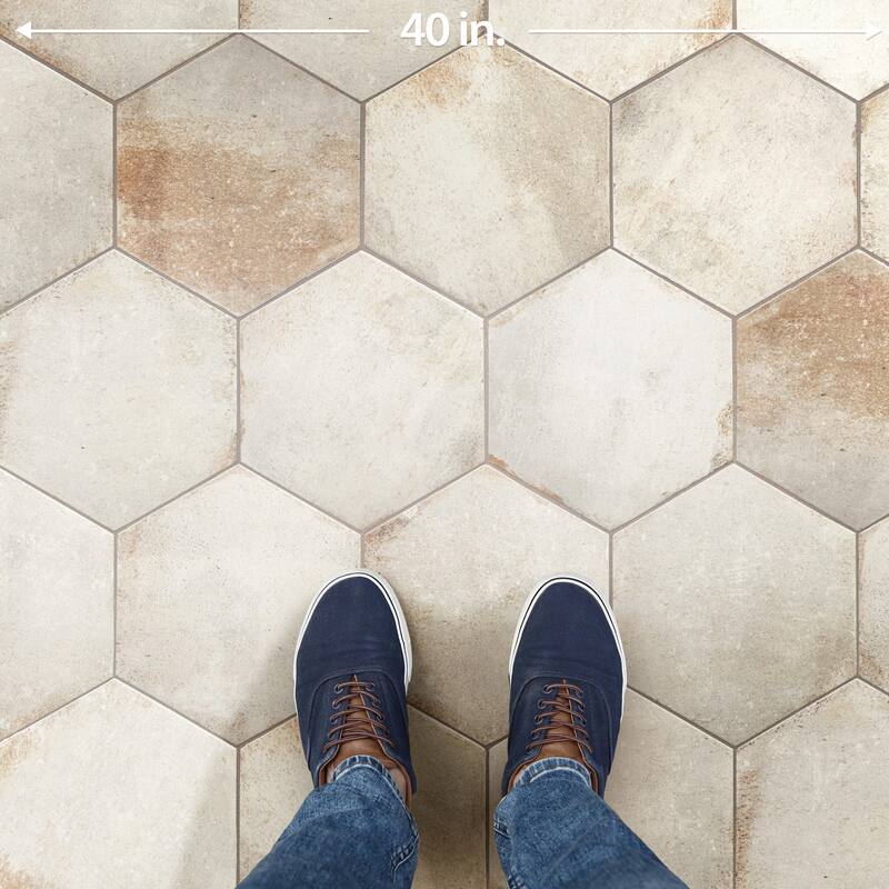 Merola Tile D'Anticatto Hex Bianco 11" x 12-3/4" Porcelain Floor and Wall Tile