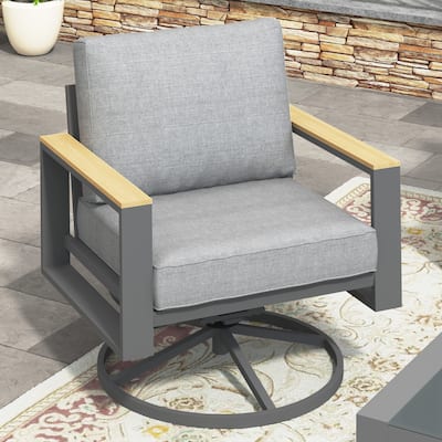 Patio Swivel Dining Chairs with 360-Degree Rotating