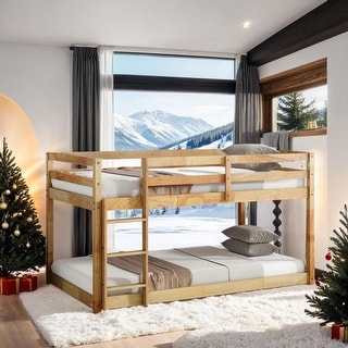 Wooden Twin over Twin Loft Bed with Ladder, Natural