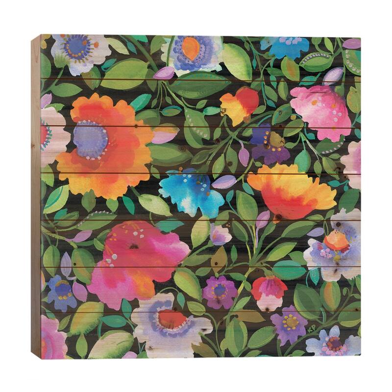 India Garden I Print On Wood by Kim Parker - Multi-Color - 26x26x1.5