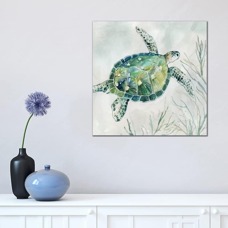 iCanvas "Seaglass Turtle I" by Carol Robinson Canvas Print - 18x18x1.5