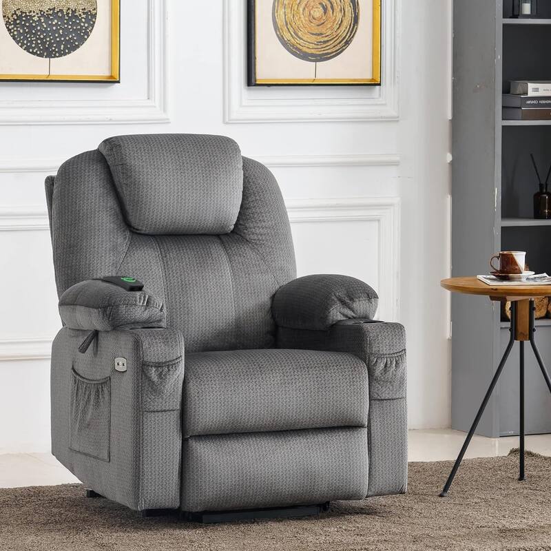 MCombo Electric Power Lift Recliner Chair Sofa with Massage and Heat, 3 Positions, USB Ports, Fabric 7040