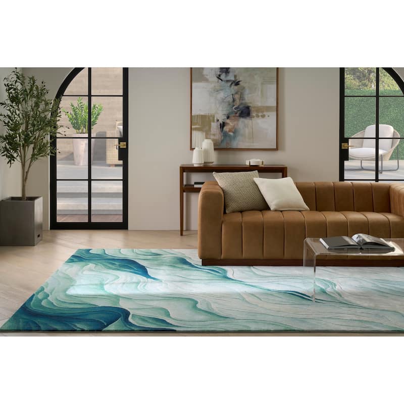 Nourison Prismatic Silver Green Modern Luxe Hand-Tufted Indoor Rug