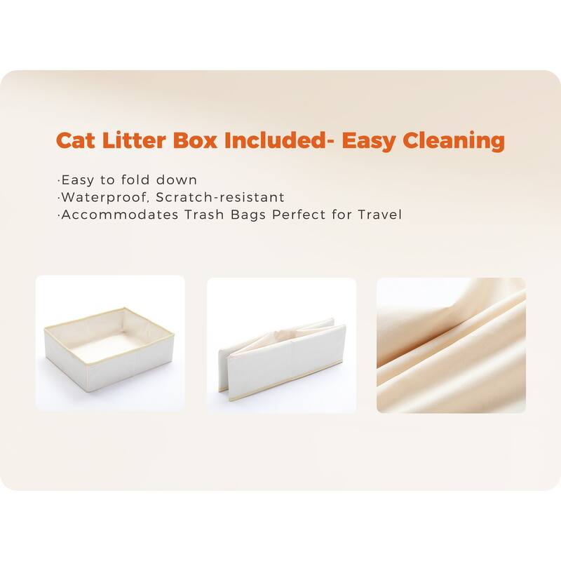 Adjustable Hright 6-Tiers Floor to Ceiling Cat Tree with Litter Box
