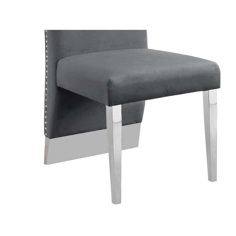 Best Quality Furniture Dining Chair includes Pleated Back, Nailhead-Trimmed, Chrome-Legged Chair (Set of 2)
