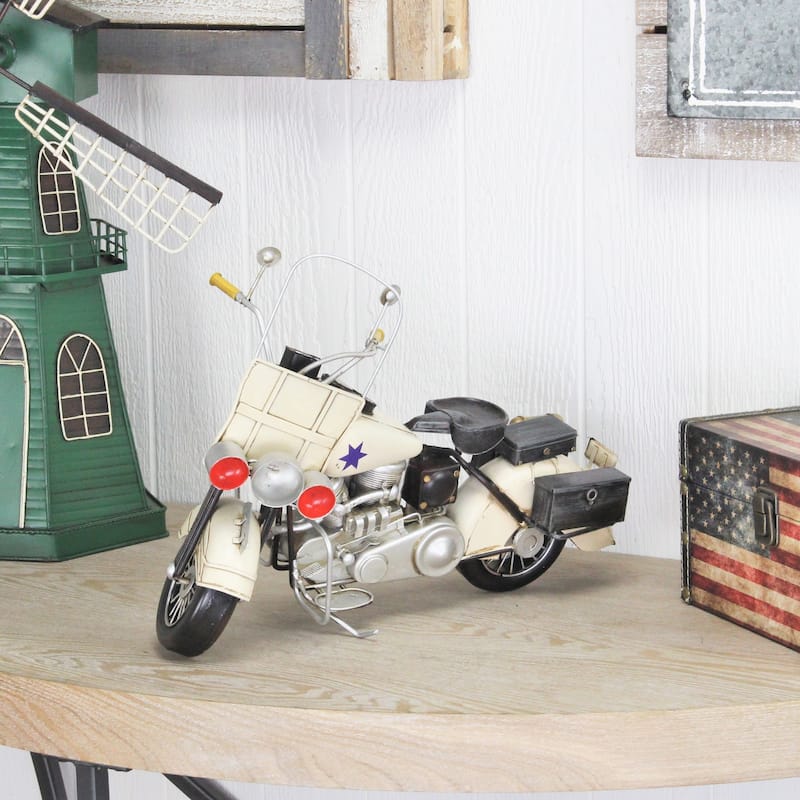 Multicolor Metal Early 1900s Police Motorcycle Model