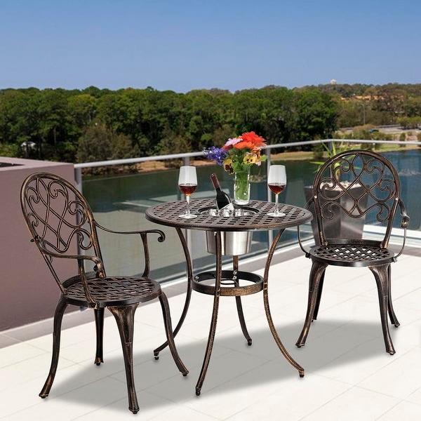 La Malbaie 3 piece European style Bistro Set with Ice Bucket by