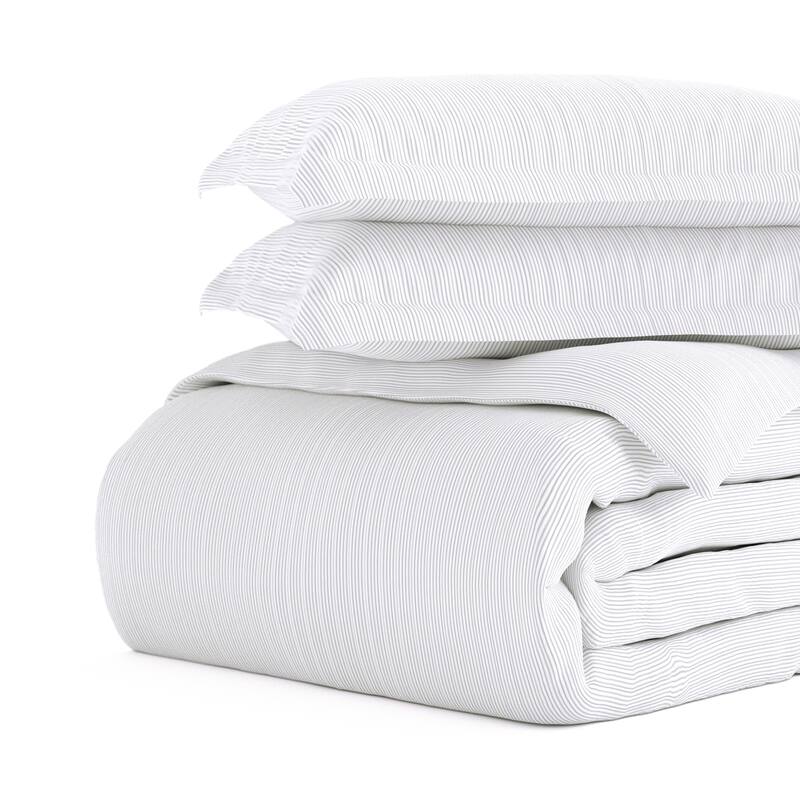 Becky Cameron Oversized Pinstriped Pattern 3 Piece Duvet Cover Set