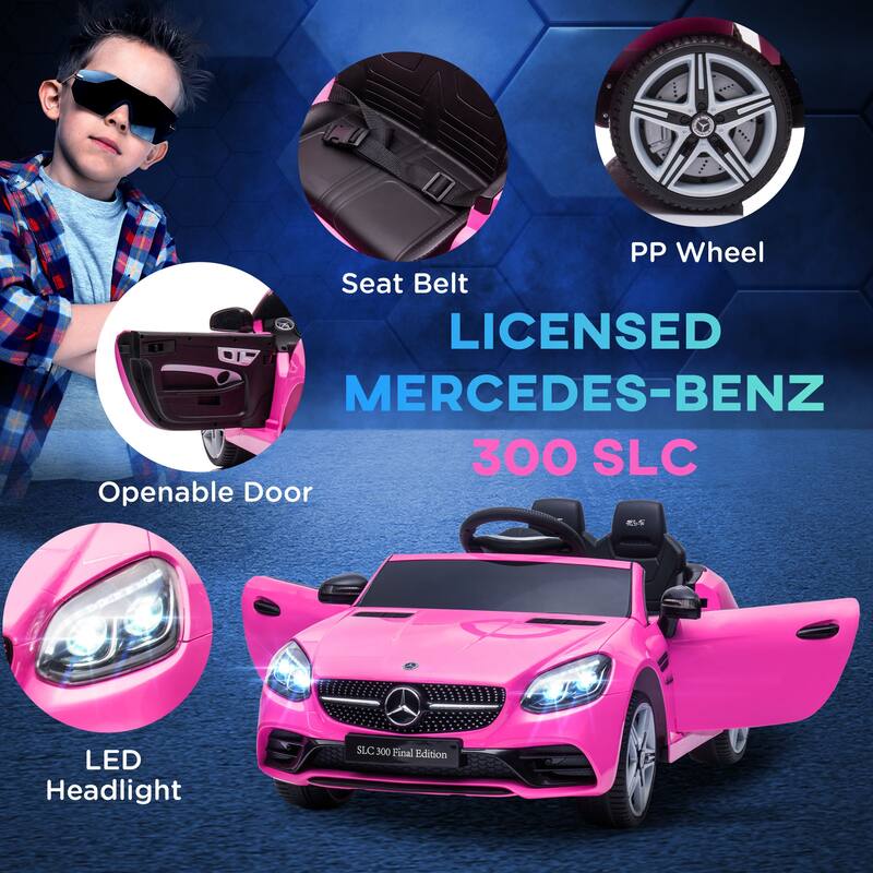 Electric Car with Remote Control, 12V Battery Powered Kids Ride on Car with Music, Lights, Suspension for 3-6 Years Old, Pink