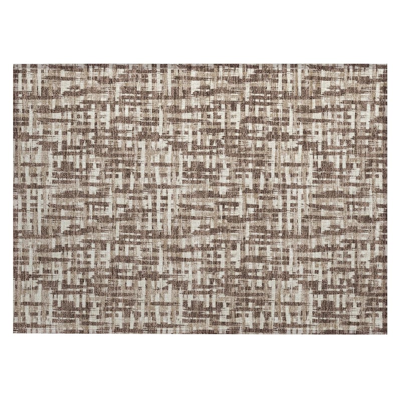 Machine Washable Indoor/ Outdoor Modern Crosshatch Chantille Rug