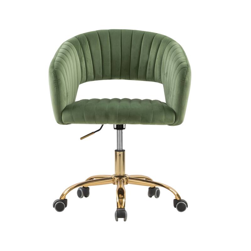 HOMEFUN Velvet Upholstered Swivel Adjustable Height Home Office Chair With Wheels