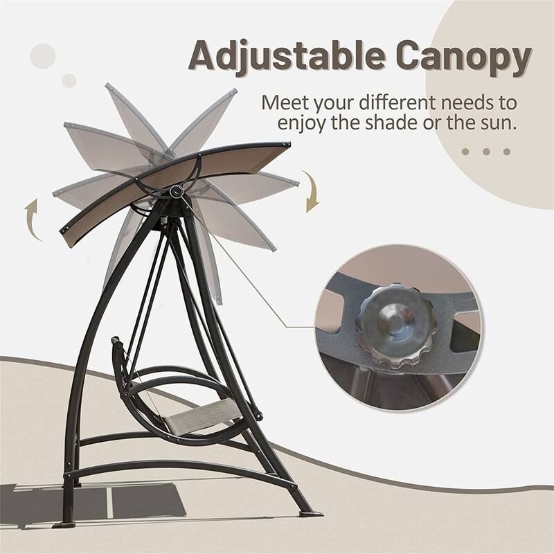 Steel 3-Seat Patio Swing with Canopy