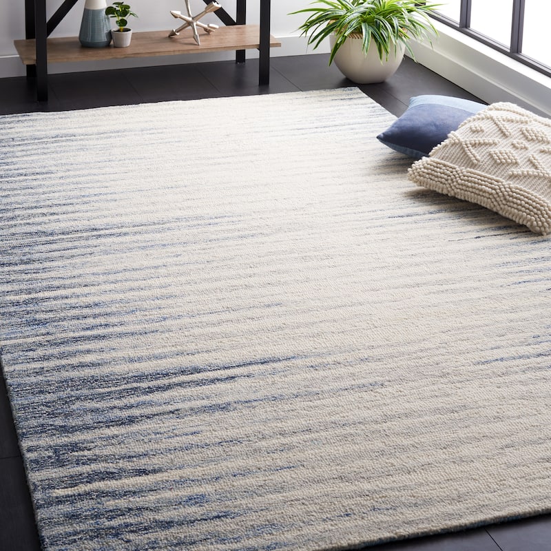 SAFAVIEH Handmade Abstract Gulin Modern Wool Rug - 5' x 8' - Ivory/Dark Blue