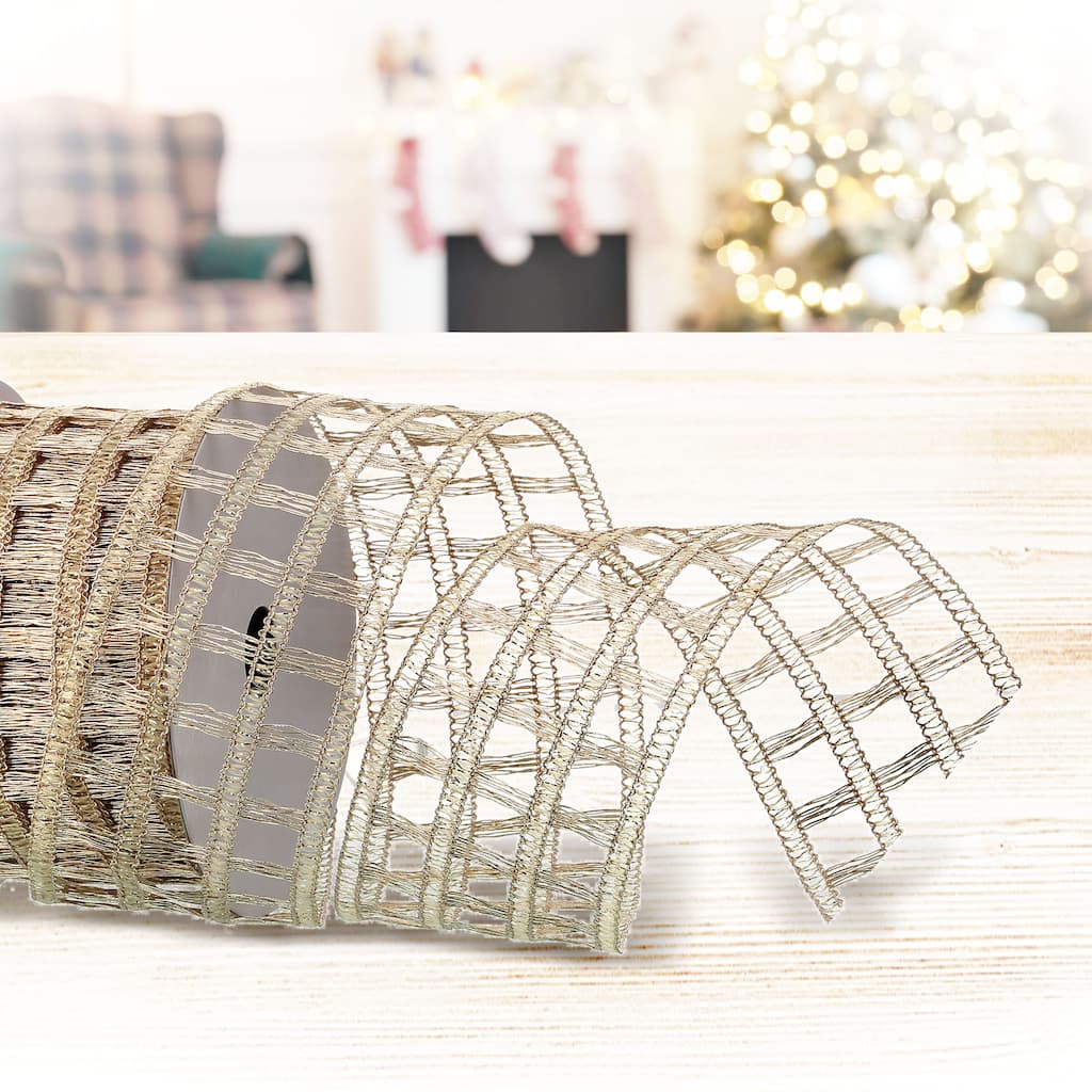 2.5"Knitted Metallic Net Ribbon Set of 3 - 2.5"