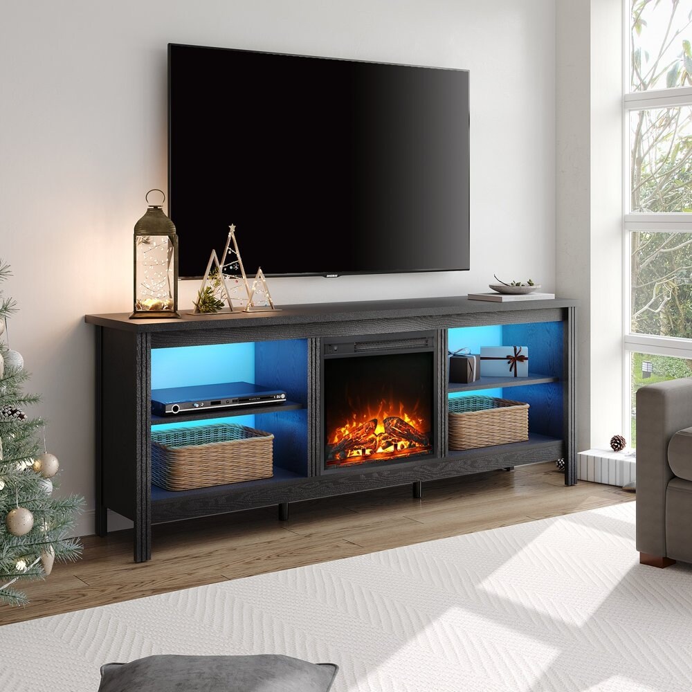 Fireplace TV Stand for TV s up to 75 Inch Wood Entertainment