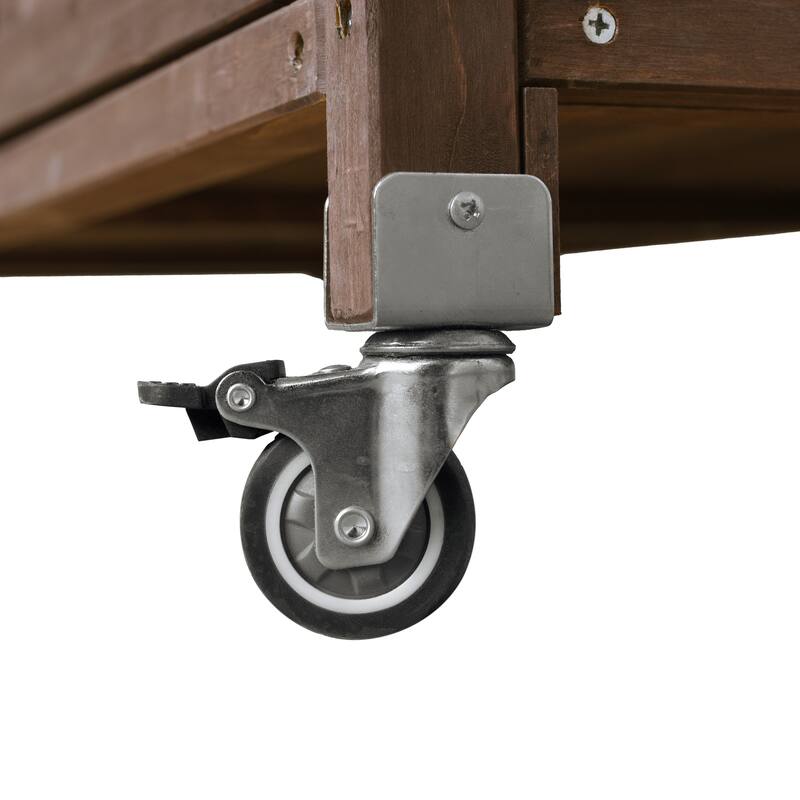 Christopher Knight Home - 54.33" Solid Wood Mobile Outdoor Kitchen Cart with Stainless Steel Top & Spice Rack & Lockable Wheels