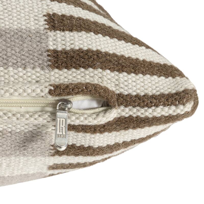 Handmade Striped Throw Pillow - 24" - Brown and Cream