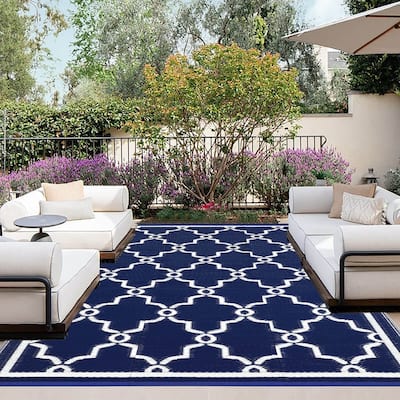 Outdoor Reversible Rugs for Patio, Outside Plastic Carpet - 6' x 4' (Rectangular)