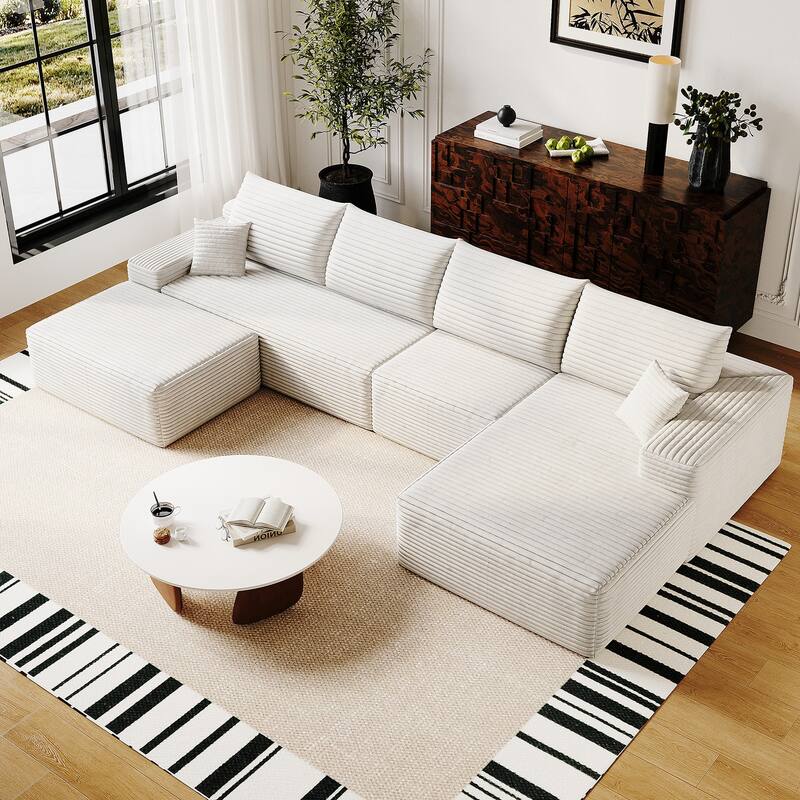 135-in Casual White 4 -seater Right Reclining Sectional - 8' x 10'