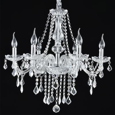 Elegant K9 Crystal Chandelier Modern 6-Light Ceiling Lamp Pendants - N/A