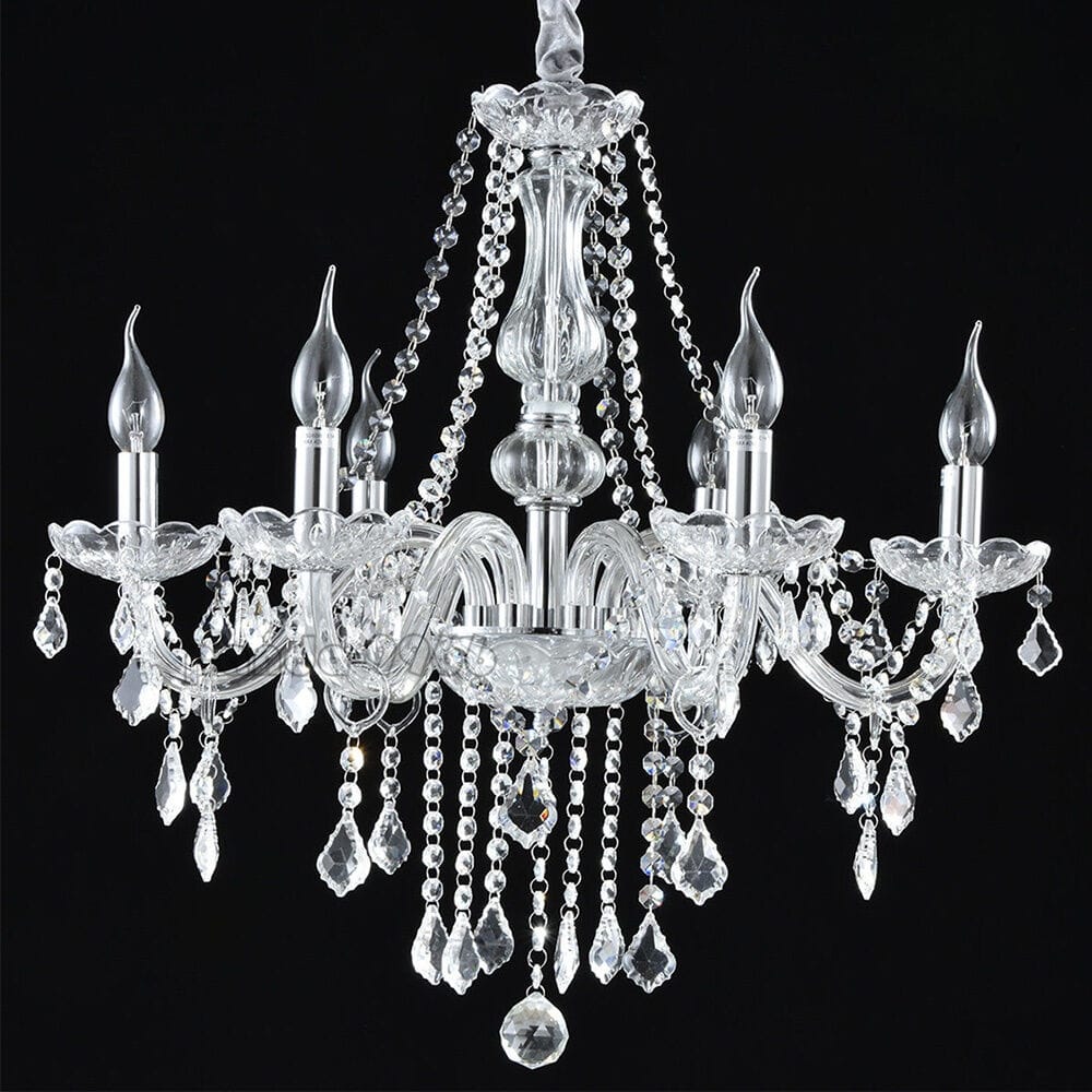 Elegant K9 Crystal Chandelier Modern 6-Light Ceiling Lamp Pendants