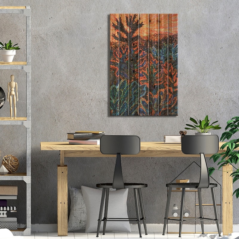 Sunset On Tanque Verde Ranch In Arizona Print On Wood by Tanbelia - Multi-Color
