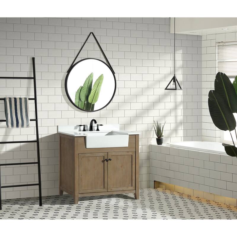 Ari Bath, Sally 36" Bathroom Vanity, Weathered Fir Finish