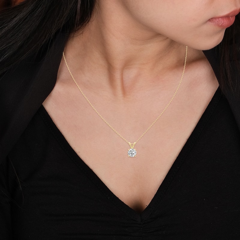 Marquee 1.50 Carat Lab Grown Diamond Round Solitaire Pendant in 14K Yellow Gold
