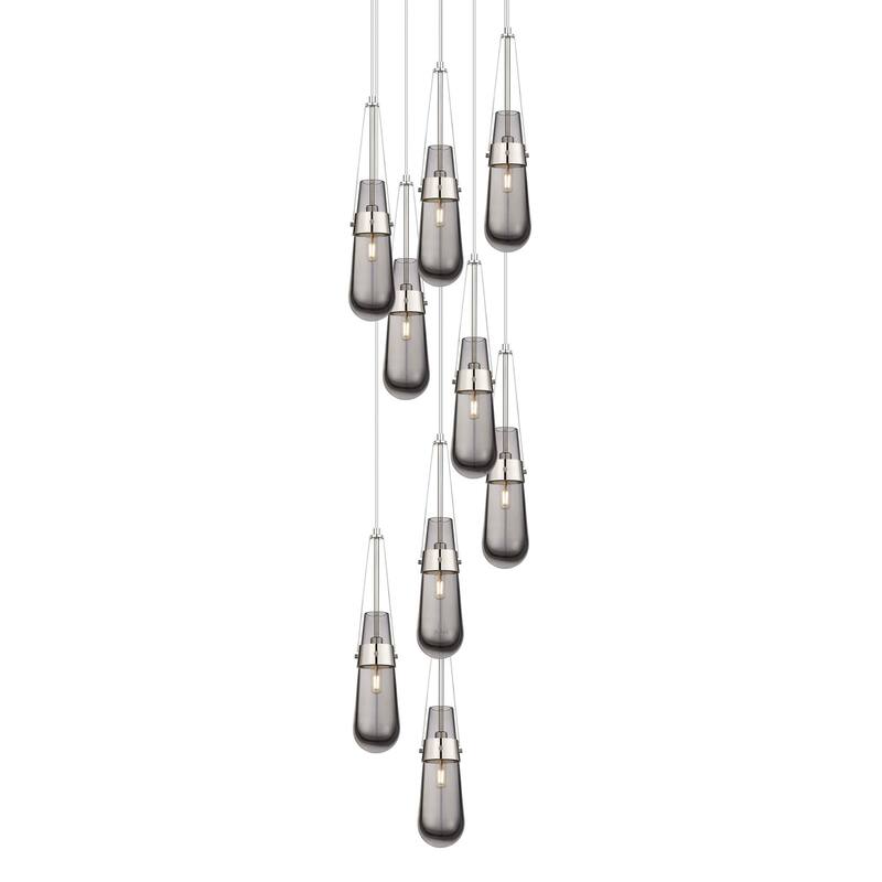 Innovations Lighting 119-452-1P-21-19 Milan Pendant Milan 9 Light 19" - Polished Nickel / Light Smoke