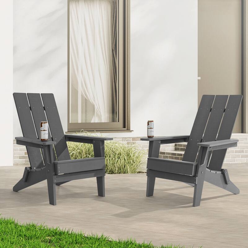 BONOSUKI Folding Adirondack Chair,Weather Resistant Patio Chair-Set of 2