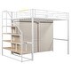 preview thumbnail 8 of 17, White Full Size Loft Bed with Wardrobe and Storage Shelves