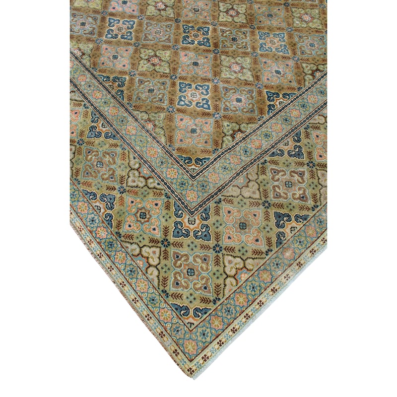 Vintage Distressed Ghotai Brown/Green Rug - 7'5" x 11'3"