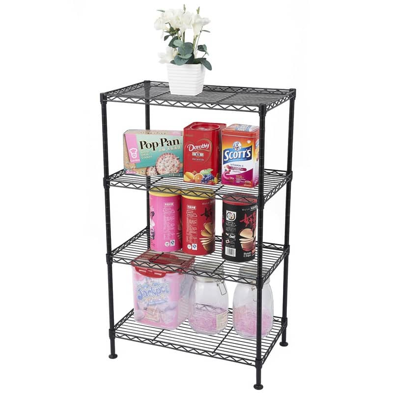 4-Tier Industrial Welded Wire Shelving Black