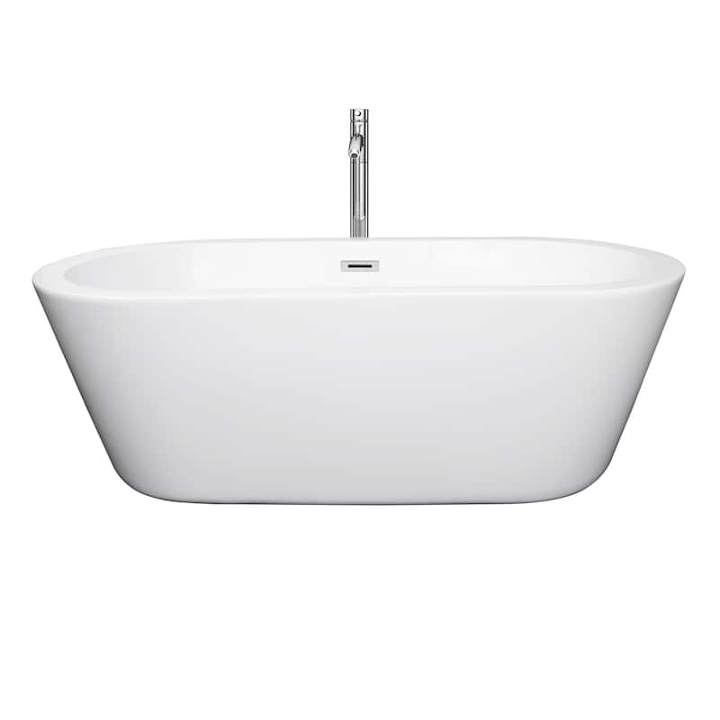 Wyndham Collection Mermaid 67-inch White Freestanding Soaking Bathtub