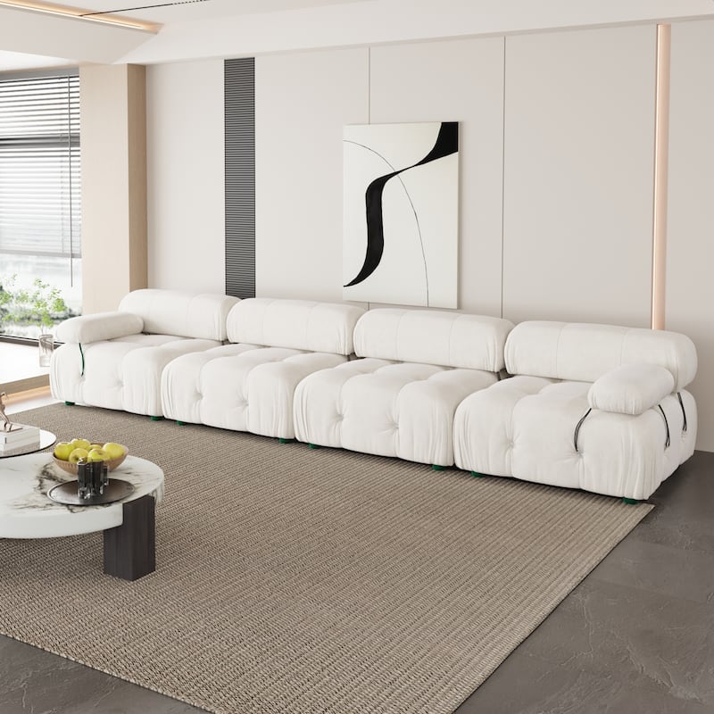 Velvet Fabric Upholstered Modular Sectional Sofa Modern Couch
