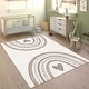 preview thumbnail 1 of 10, Kids Rug for Nursery with Rainbows & Hearts in Cream Pastel beige - 2'8" x 4'11"