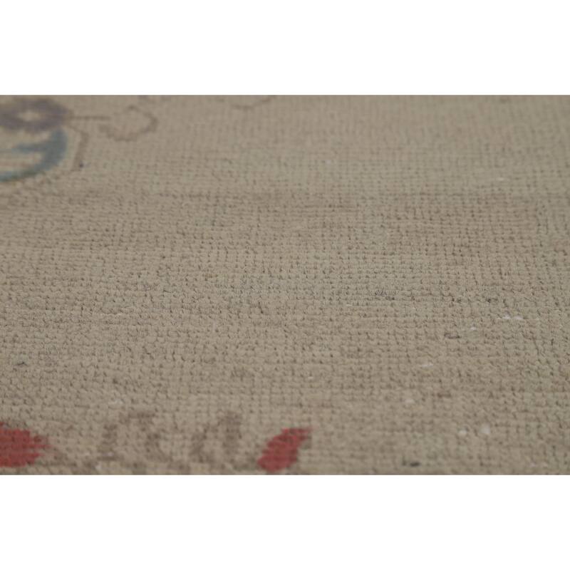 Medallion Tabriz Persian Area Rug Hand-Knotted Beige Wool Carpet - 9'2"x 12'8"