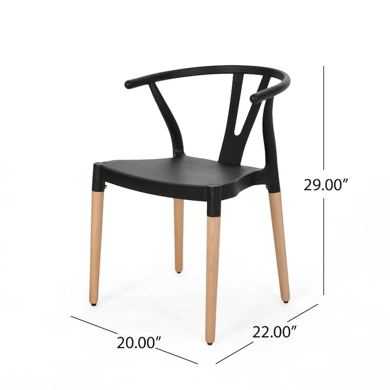 Modern Outdoor Set of 2 Dining Chairs with Crossback Design Wooden Legs, for Dining Room Living Room Balcony and Patio