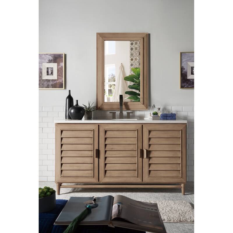 James Martin Vanities Portland 60" Single Vanity, Whitewashed Walnut