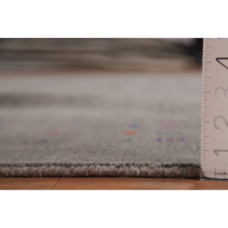 Gray Tribal Gabbeh Oriental Area Rug Handmade Wool Carpet - 8'1" x 9'8"