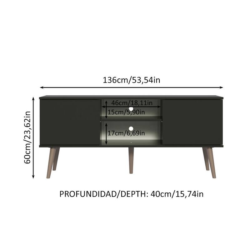 Madesa TV Stand Console with 2 Doors and 2 Shelves with Cable Management for 50, 55 Inch Media Storage