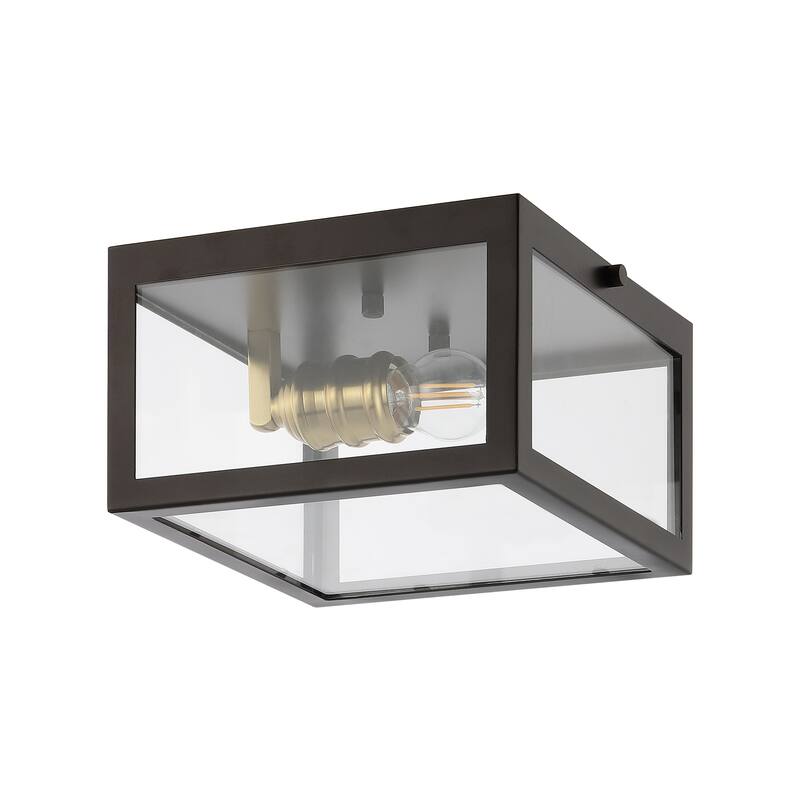 Alma 12" Metal/Glass LED Flush Mount, by JONATHAN Y
