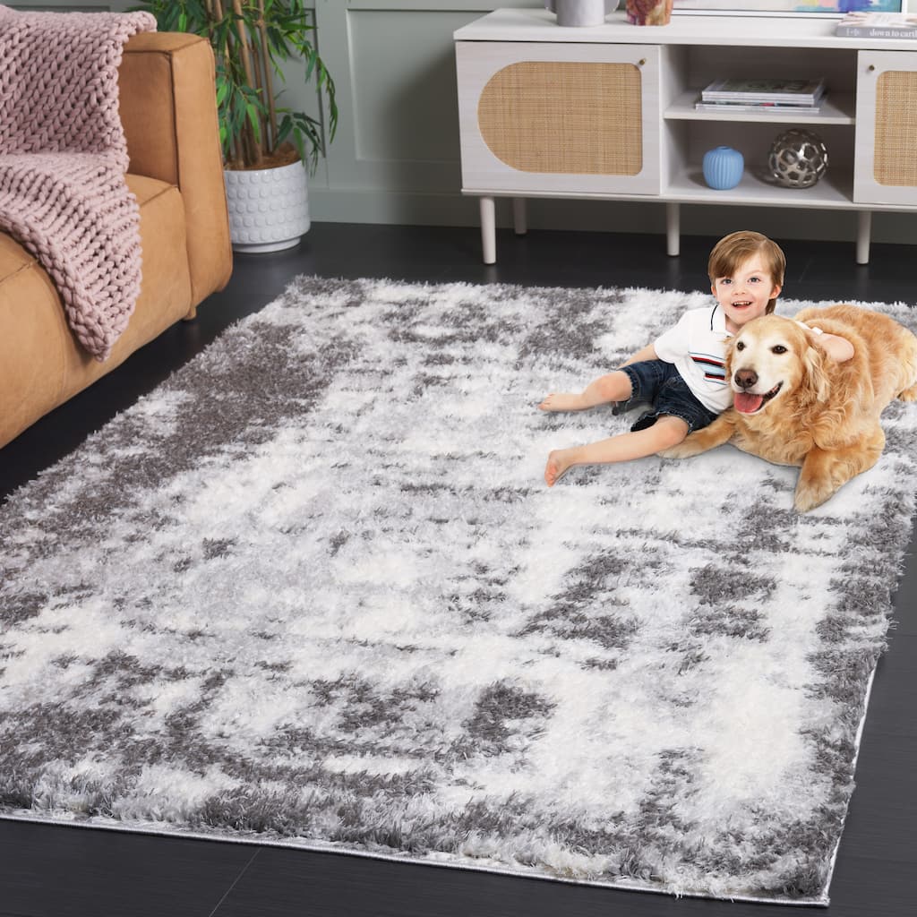 SAFAVIEH Lindsay Shag Pearlene Modern Abstract 2-inch Thick Rug - 9' x 12'