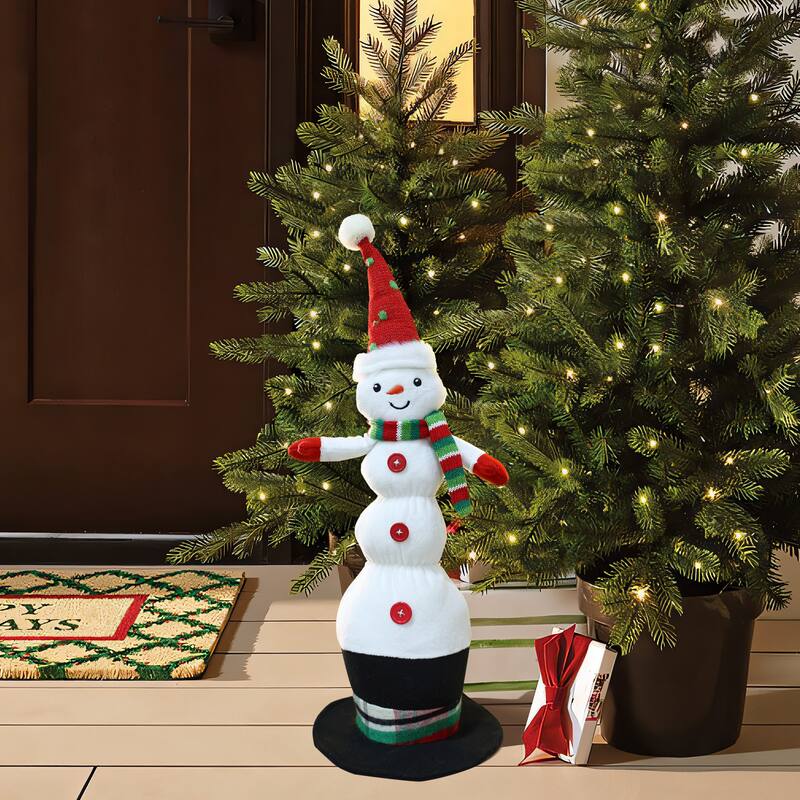Animated Singing 18.5" Tall Snowman Holiday Decoration, Battery Operated - 18.5" H x 7" Diameter