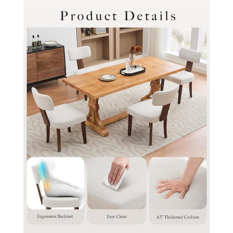Modern Fabric Dining Chairs, Upholstered Kitchen Chairs with Hardwood Frame, Wood Legs, Nailhead Trim