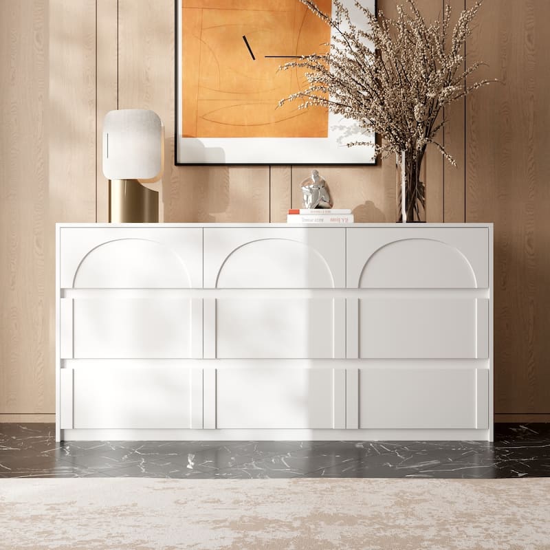 White 9-Drawer Nightstand with Modern Design and Safety Features - White