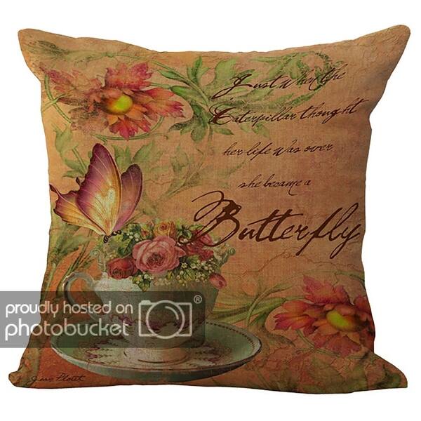 Shop Floral Butterfly Printed Cushion Cover Chezmax Cotton Linen