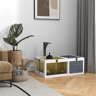 Habitat Tortoise House with Lamp Holder and Two Openable Lid - 32" L x 19" W x 12.5" H